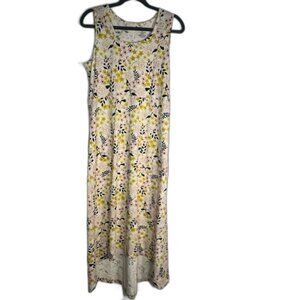 Duluth Trading High Low Sleeveless Yellow Floral Dress Size Medium